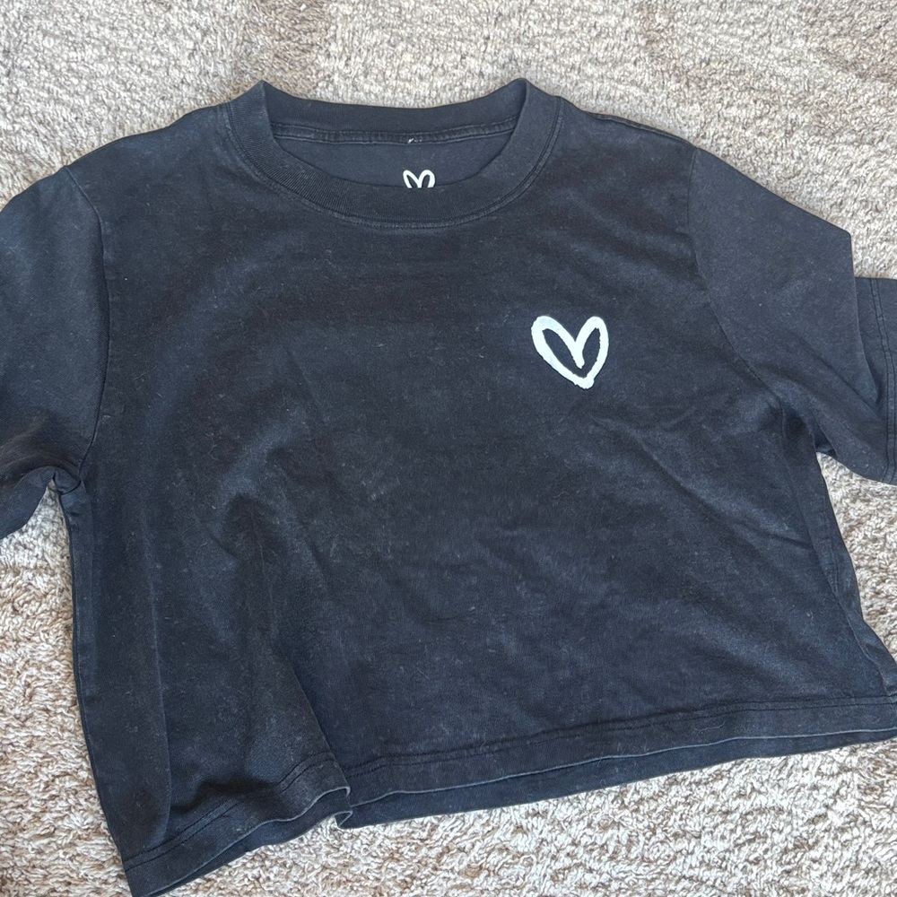 Black marbled House of Shan crop t-shirt